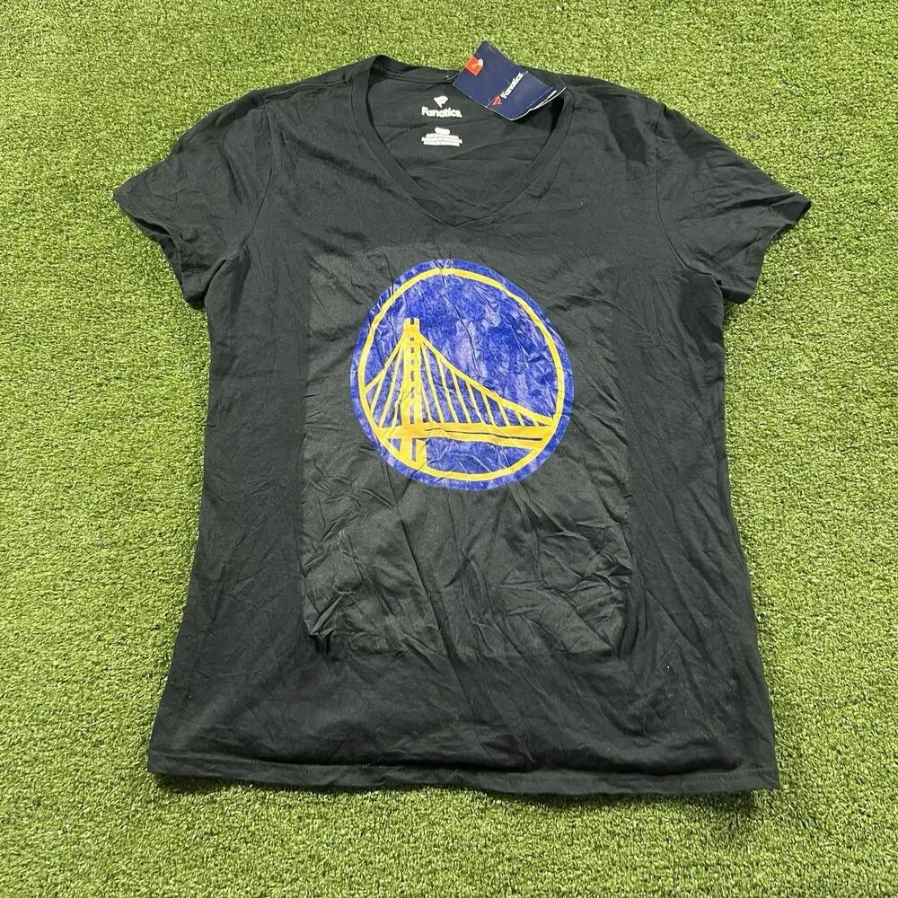 Golden State Warriors V-Neck Shirt Women’s Fanatics Size L NWT Curry